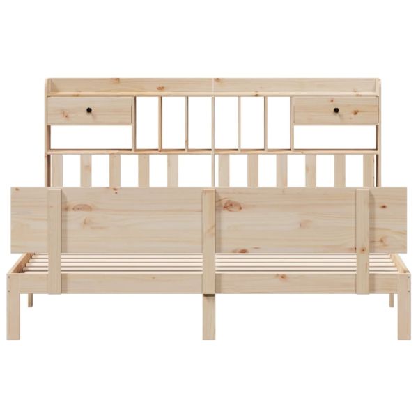 Легло с етажерка за книги, без матрак, 180x200 см, бор масив