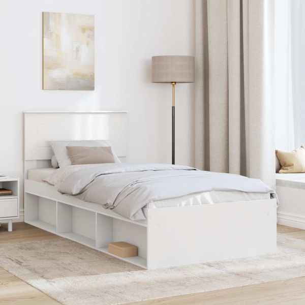 Рамка за легло с таблото Бяло 90 x 190 cm Инженерно дърво