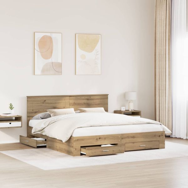 Рамка за легло с таблото Дъб 180 x 200 cm Инженерно дърво