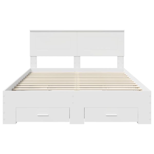 Рамка за легло с таблото Бяло 160 x 200 cm Инженерно дърво