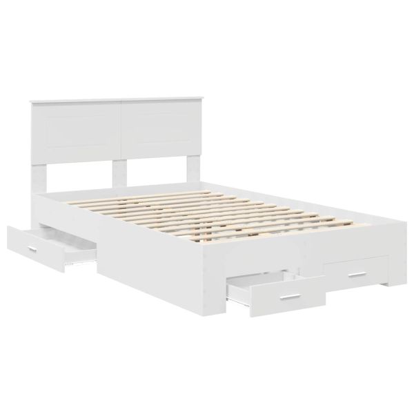 Рамка за легло с таблото Бяло 135 x 190 cm Инженерно дърво