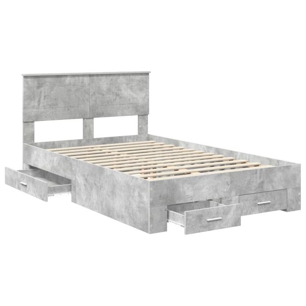 Рамка за легло Циментено сиво 135 x 190 cm Инженерно дърво
