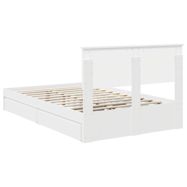 Легло с място за съхранение Бяло 120 x 200 cm Инженерно дърво