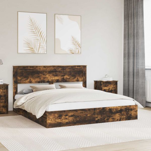 Легло с място за съхранение с таблото Димян дъб 180 x 200 cm