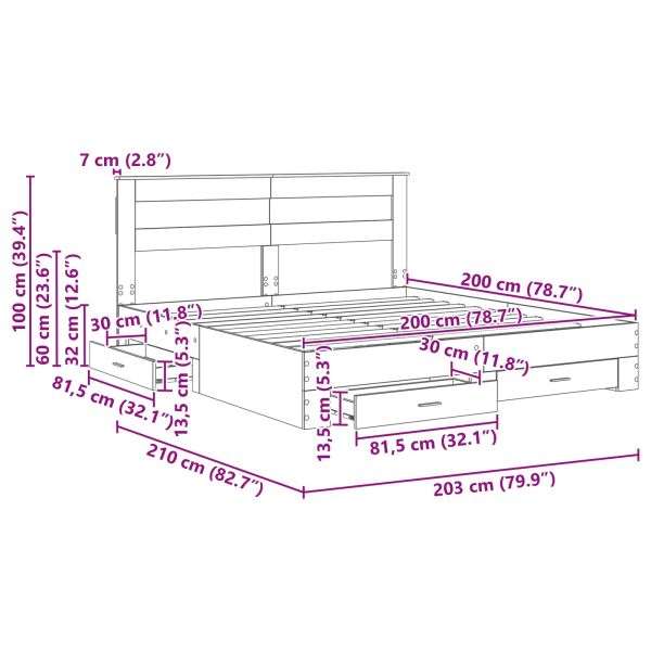 Рамка за легло с чекмедже с таблото Инженерно дърво