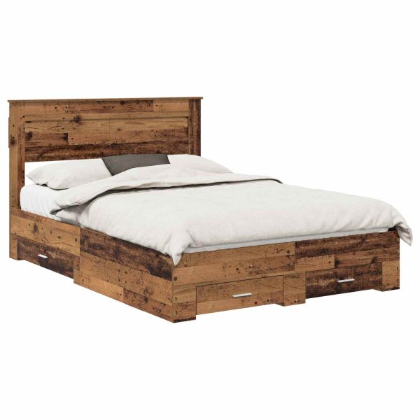 Рамка за легло Старо дърво 140 x 190 cm Инженерно дърво