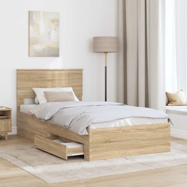 Рамка за легло Сонома дъб 100 x 200 cm Инженерно дърво