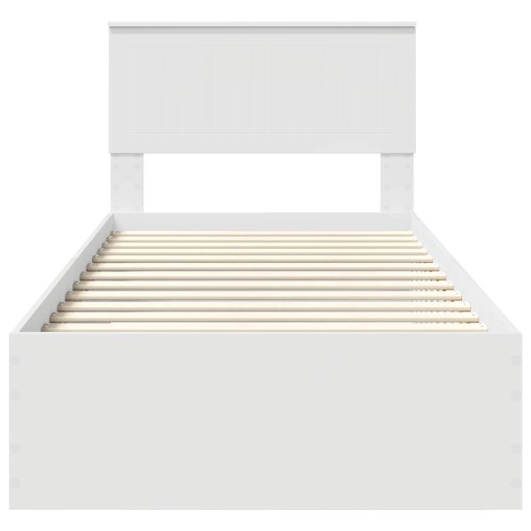 Рамка за легло с таблото Бяло 90 x 200 cm Инженерно дърво