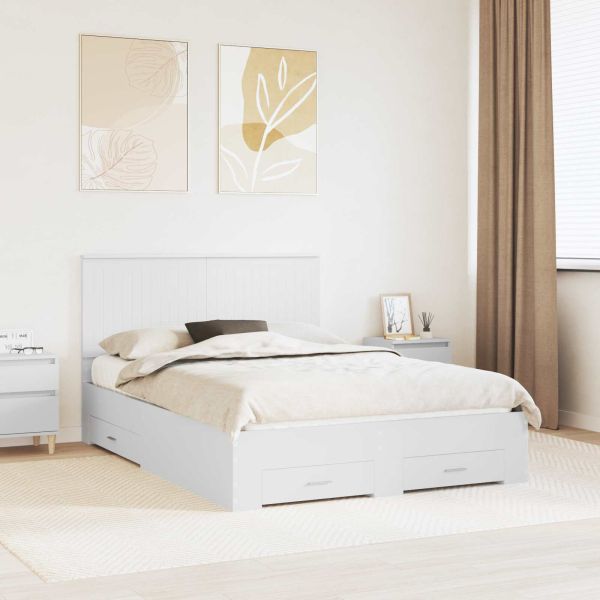 Рамка за легло с таблото Бяло 135 x 190 cm Инженерно дърво