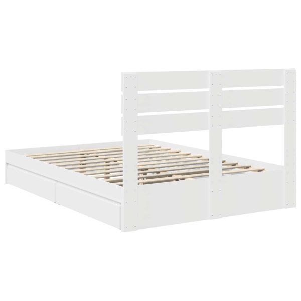 Легло с място за съхранение Бяло 160 x 200 cm Инженерно дърво