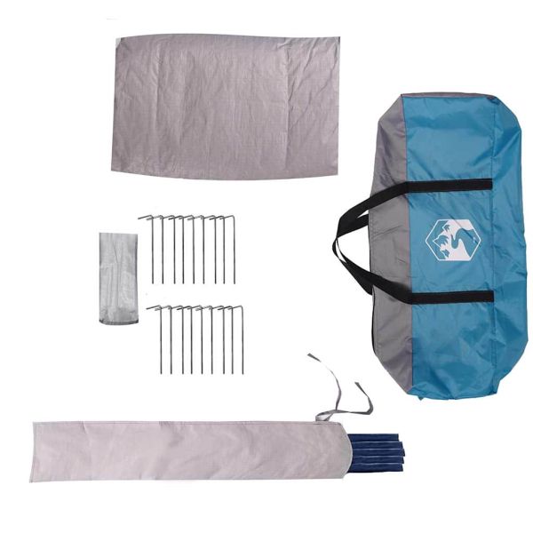 Палатка тип ти пи с покрив Синьо и сиво 490 x 410 x 210 см