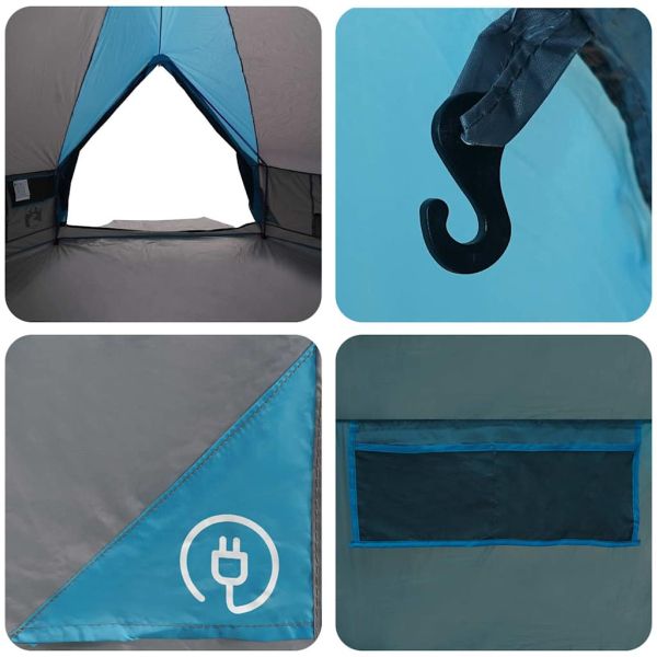 Палатка тип ти пи с покрив Синьо и сиво 490 x 410 x 210 см