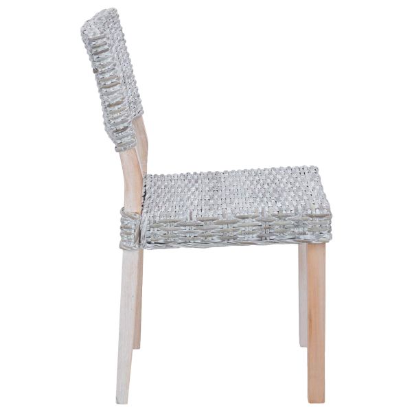 Трапезен стол 2 pcs Бял лак 46 x 55 x 84 см Кубу Ратан