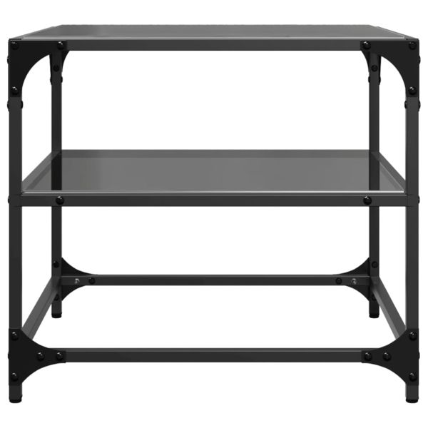 Маса за кафе с черен стъклен плот 50x50x45 см стомана