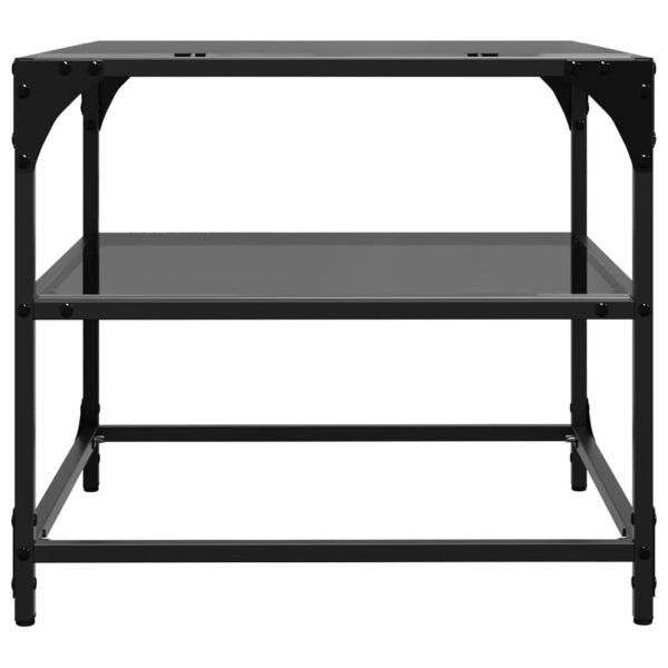 Маса за кафе с черен стъклен плот 50x50x45 см стомана