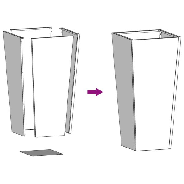 Градинска кашпа, черни, 35x35x75 см, стомана