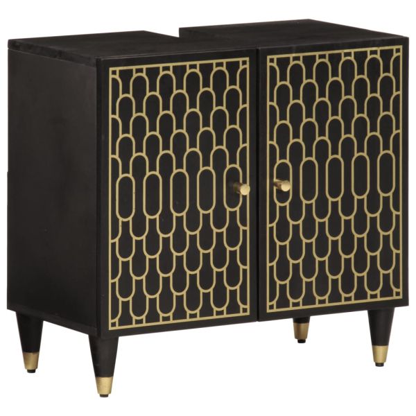 Комплект мебели за баня, 3 части, масивна мангова дървесина