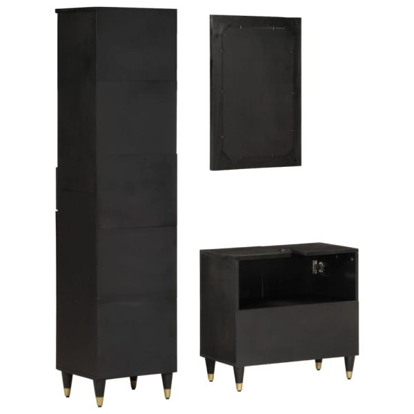 Комплект мебели за баня, 3 части, масивна мангова дървесина