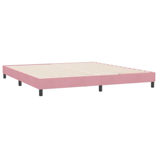 Box Spring легло без матрак розово 180x210 cm кадифе