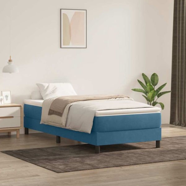 Box Spring легло без матрак Тъмно синьо 90x220 cm Кадифе