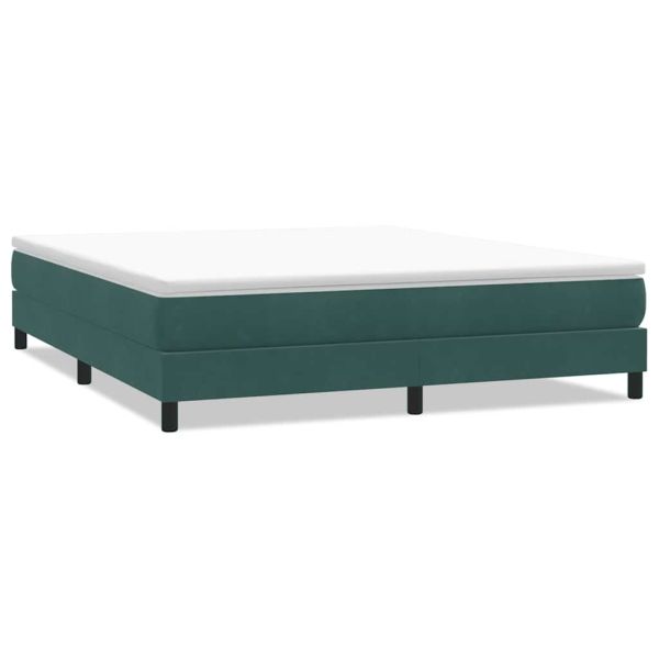 Box Spring легло без матрак Тъмнозелено 180x220 cm кадифе