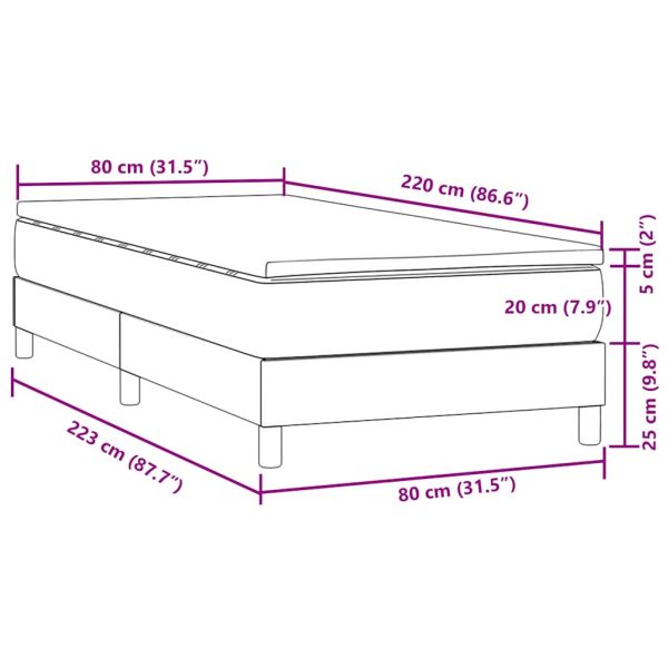 Боксспринг легло с матрак, розово, 80x220 cm, кадифе
