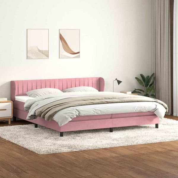 Box Spring легло с матраци Розово 180x210 cm Кадифе