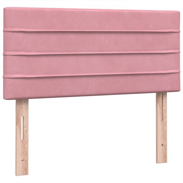 Боксспринг легло с матрак, розова, 90x220 см, кадифе