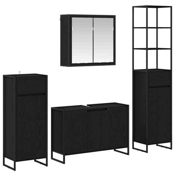 Комплект мебели за баня с чекмедже Черния дъб Инженерно дърво