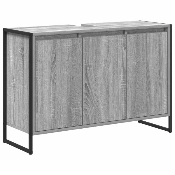 Комплект мебели за баня с чекмедже Сив Сонома Инженерно дърво