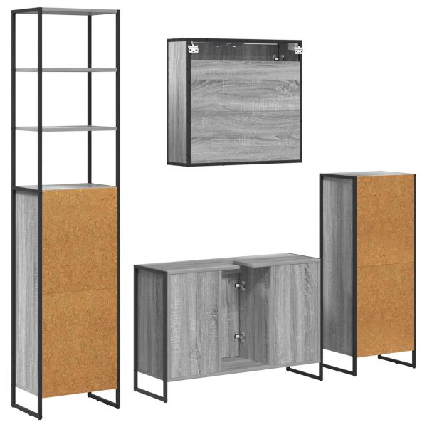 Комплект мебели за баня с чекмедже Сив Сонома Инженерно дърво