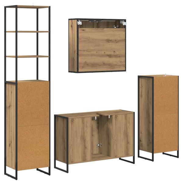 Комплект мебели за баня с чекмедже с рафт Дъб Инженерно дърво