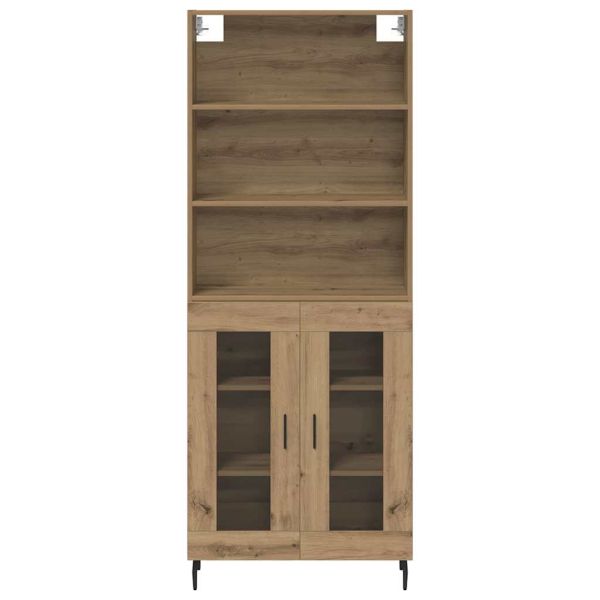 Висок шкаф Дъб 69,5 x 34 x 180 см Инженерна дървесина и стъкло