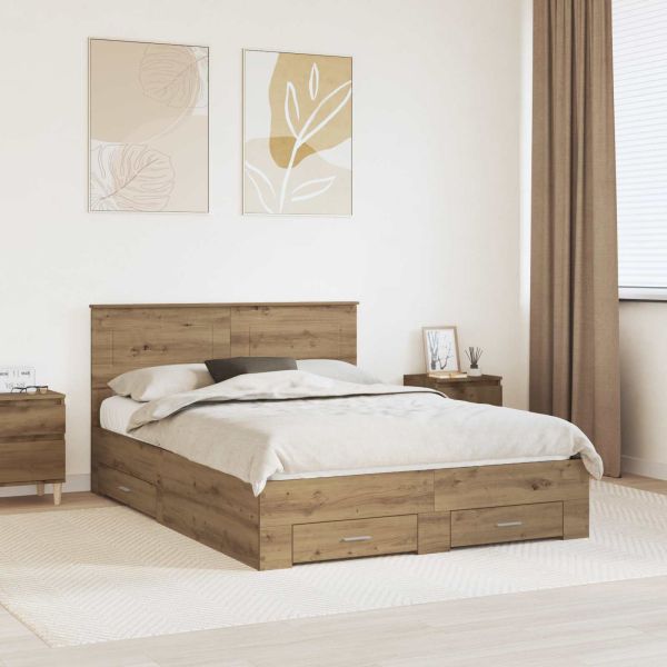 Рамка за легло с таблото Дъб 140 x 190 cm Инженерно дърво