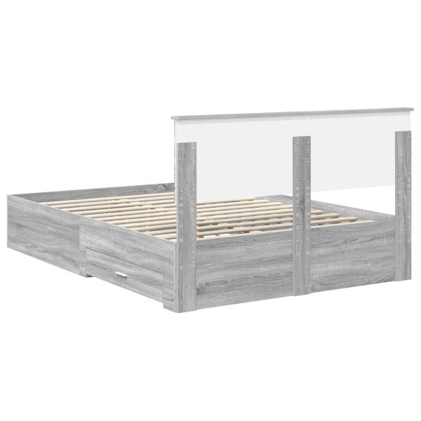 Рамка за легло Сив Сонома 140 x 200 cm Инженерно дърво