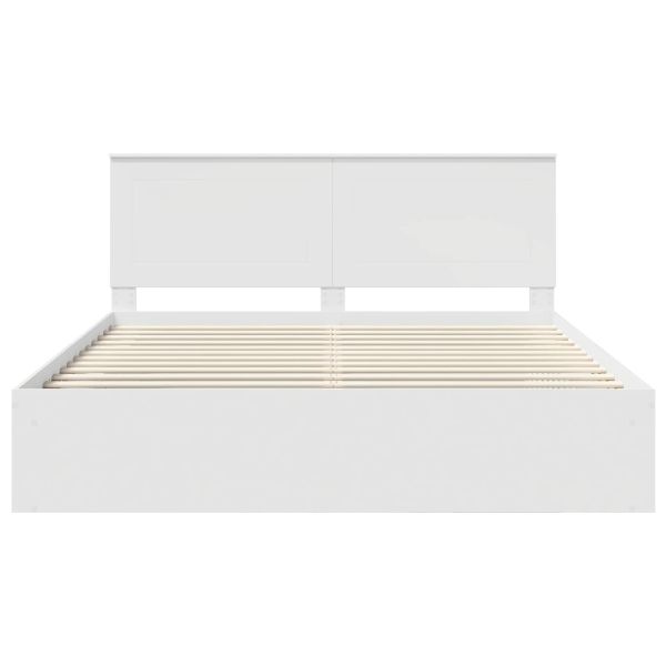 Рамка за легло с таблото Бяло 200 x 200 cm Солидно борово дърво