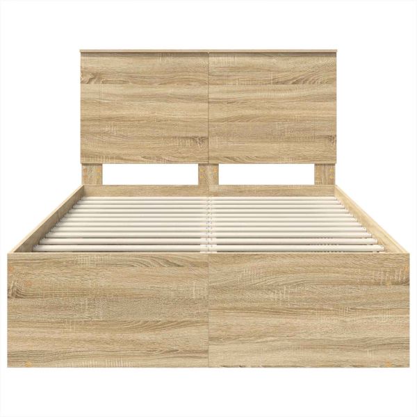 Рамка за легло Сонома дъб 135 x 190 cm Солидно борово дърво