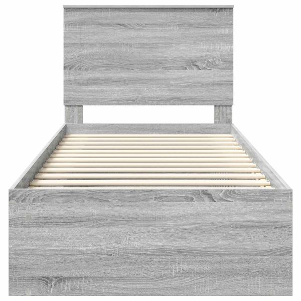 Рамка за легло Сив Сонома 100 x 200 cm Солидно борово дърво