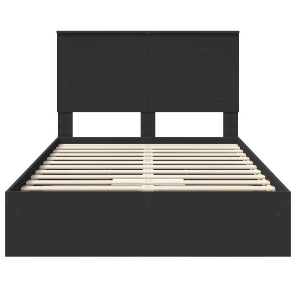 Легло с място за съхранение Черно 120 x 200 cm Инженерно дърво