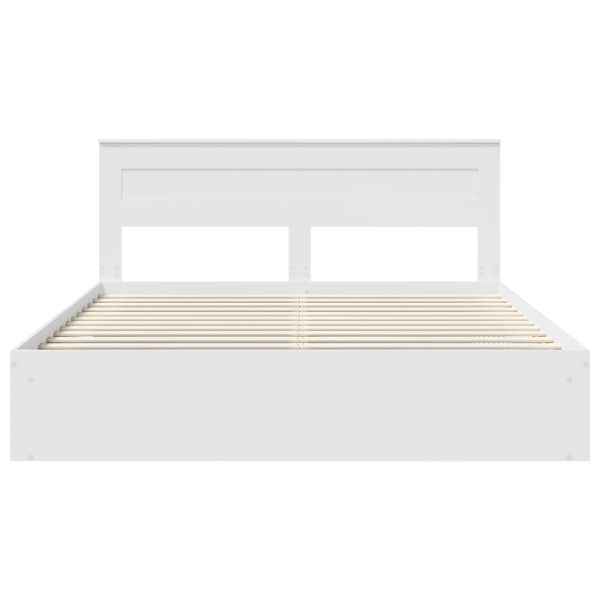 Рамка за легло с таблото Бяло 200 x 200 cm Солидно борово дърво