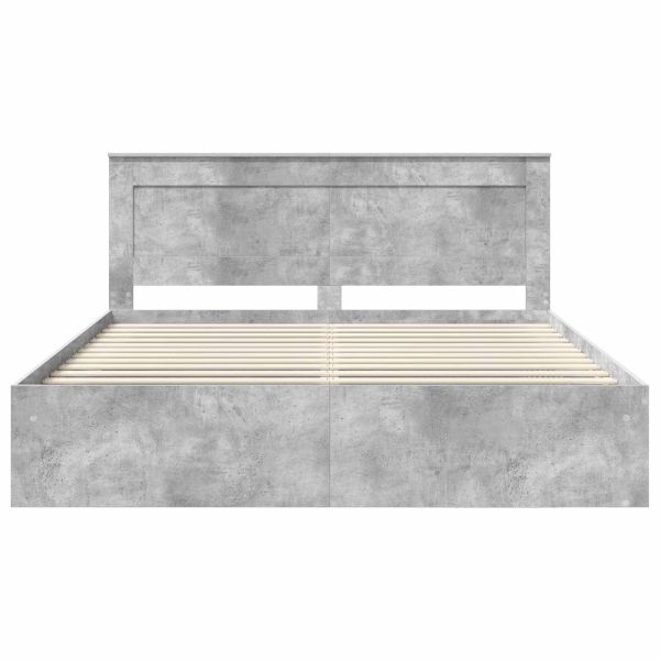 Рамка за легло Бетон 200 x 200 cm Солидно борово дърво