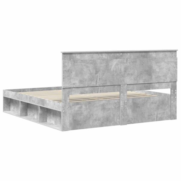 Рамка за легло Бетон 200 x 200 cm Солидно борово дърво