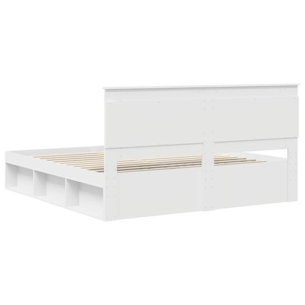 Рамка за легло с таблото Бяло 180 x 200 cm Солидно борово дърво