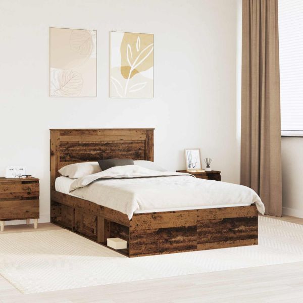 Рамка за легло Старо дърво 135 x 190 cm Солидно борово дърво