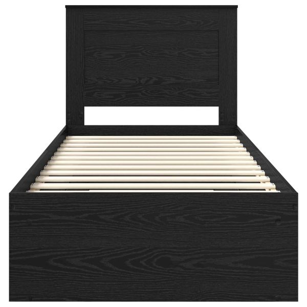 Рамка за легло Черно 100 x 200 cm Солидно борово дърво