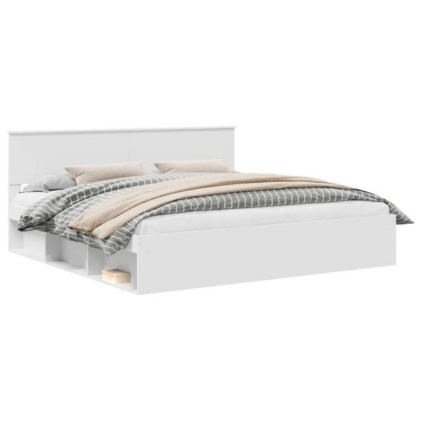 Рамка за легло с таблото Бяло 200 x 200 cm Солидно борово дърво