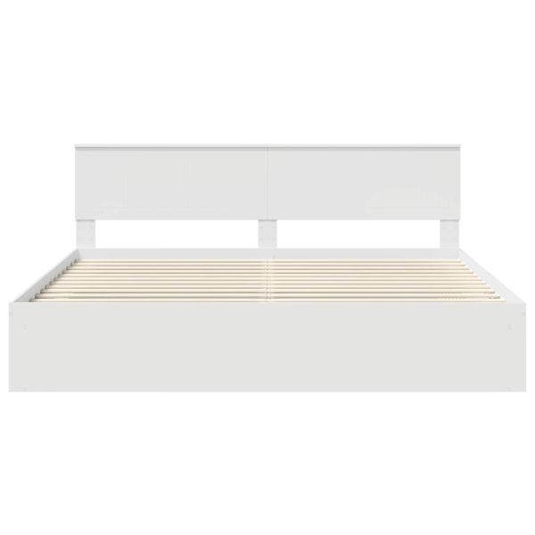 Рамка за легло с таблото Бяло 200 x 200 cm Солидно борово дърво