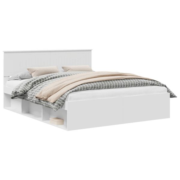 Рамка за легло с таблото Бяло 160 x 200 cm Солидно борово дърво