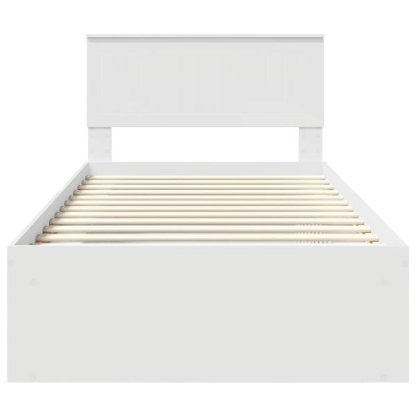 Рамка за легло с таблото Бяло 100 x 200 cm Солидно борово дърво