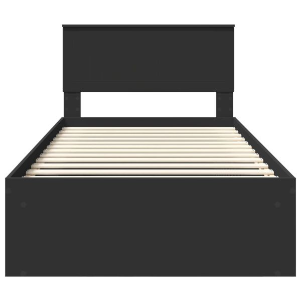 Рамка за легло Черно 100 x 200 cm Солидно борово дърво